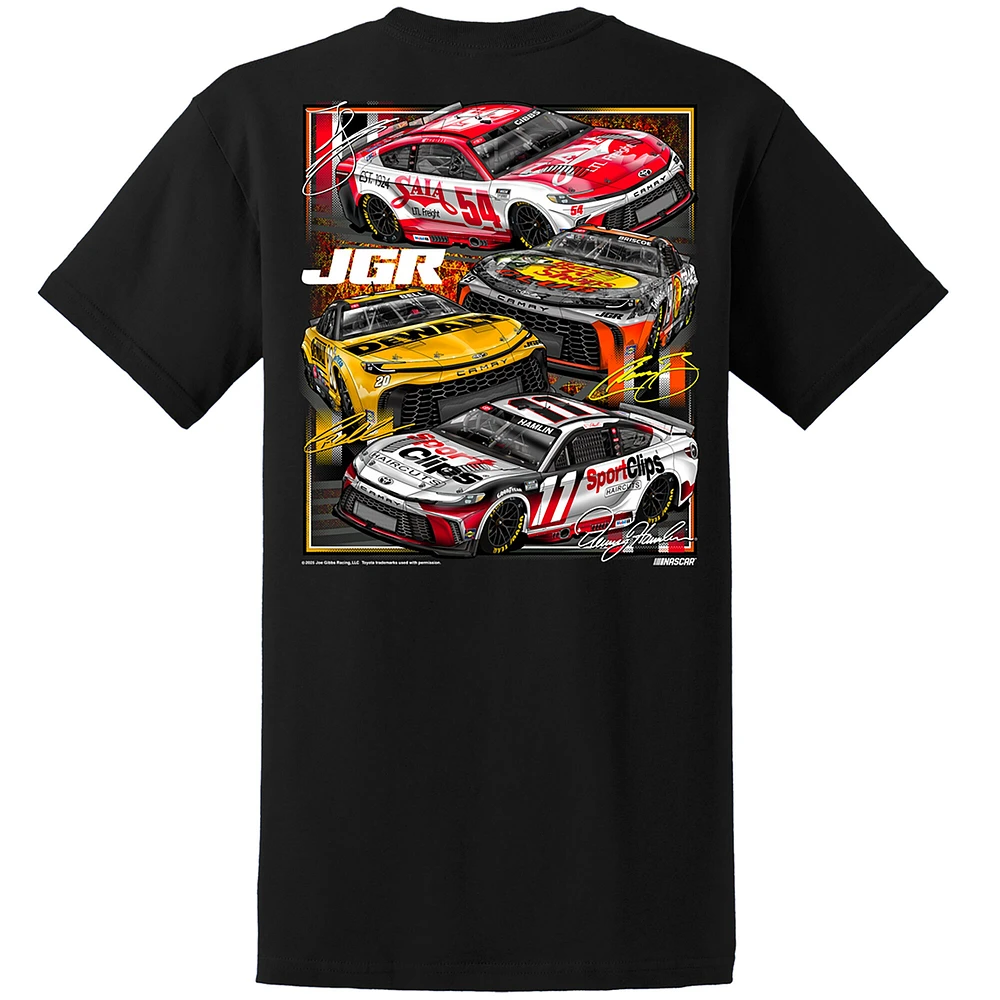 T-shirt noir pour homme de la collection Joe Gibbs Racing Team avec voiture course