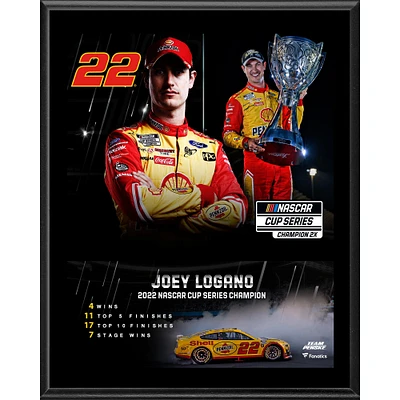 Plaque sublimée du champion de la Coupe NASCAR 2022 Joey Logano 12" x 15"