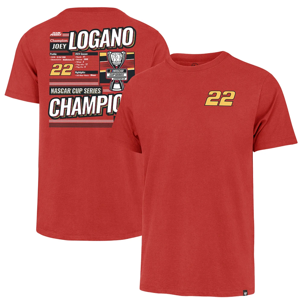 T-shirt rouge pour homme « 47 Joey Logano 2024 NASCAR Cup Series Champion Backer Franklin