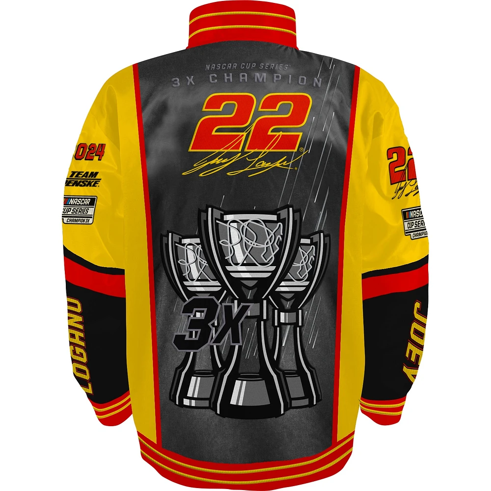 Men's Checkered Flag Sports Black Joey Logano 2024 NASCAR Cup Series Champion Nylon Full-Button Jacket