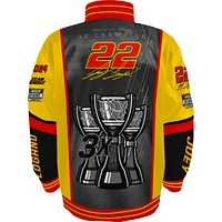 Men's Checkered Flag Sports Black Joey Logano 2024 NASCAR Cup Series Champion Nylon Full-Button Jacket
