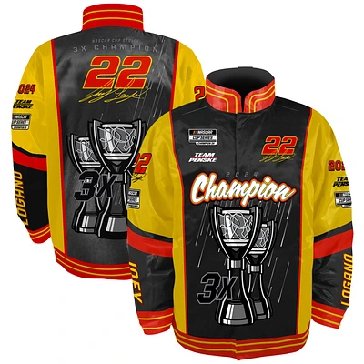 Men's Checkered Flag Sports Black Joey Logano 2024 NASCAR Cup Series Champion Nylon Full-Button Jacket