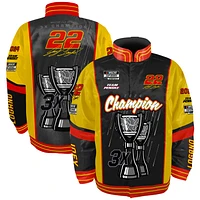 Men's Checkered Flag Sports Black Joey Logano 2024 NASCAR Cup Series Champion Nylon Full-Button Jacket
