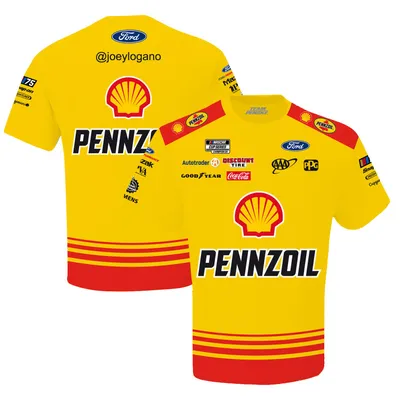 Joey Logano Joe Gibbs Racing Team Collection Shell Pennzoil Sublimated Uniform T-Shirt - Yellow