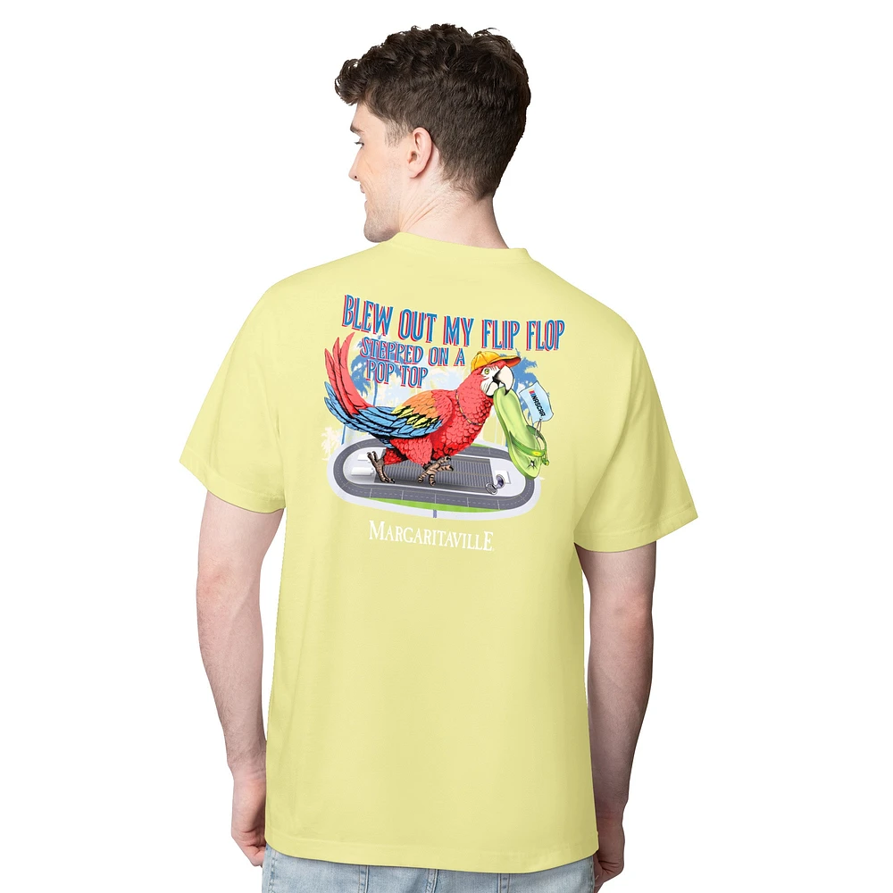 Men's Margaritaville Yellow Joey Logano Flip Flop T-Shirt