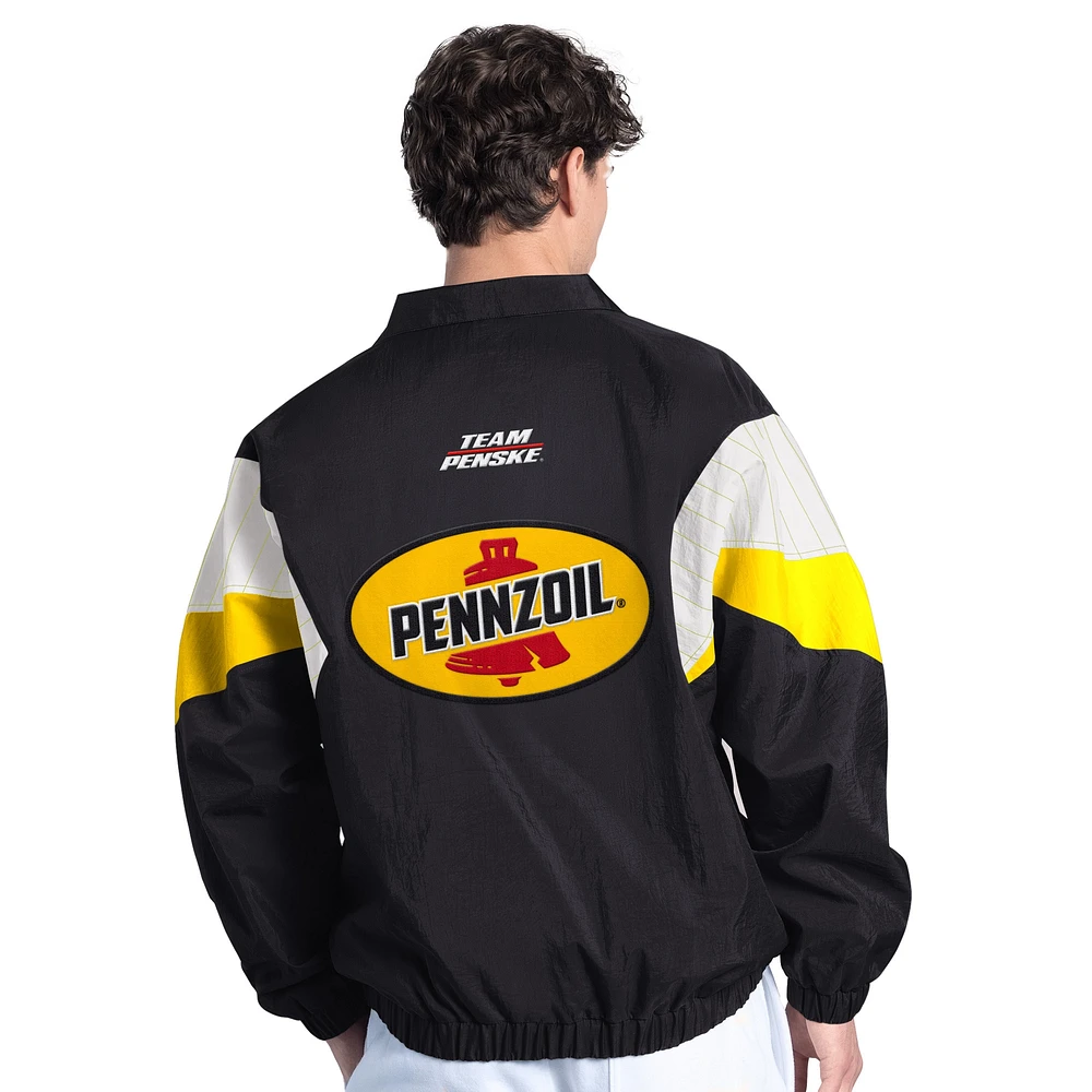 Men's Starter Black/Yellow Joey Logano Pennzoil Yard Line Full-Zip Jacket