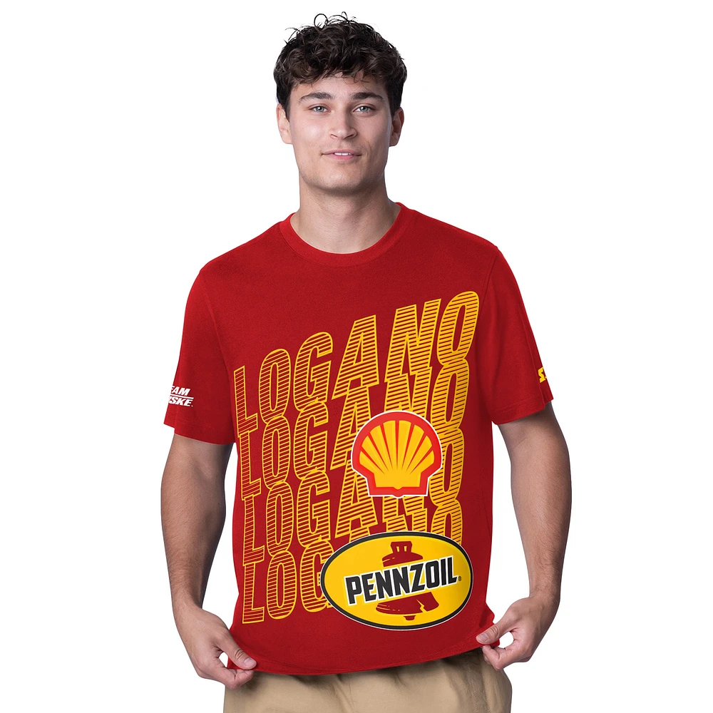 Men's Starter  Red Joey Logano Shell Pennzoil All Star Extreme T-Shirt