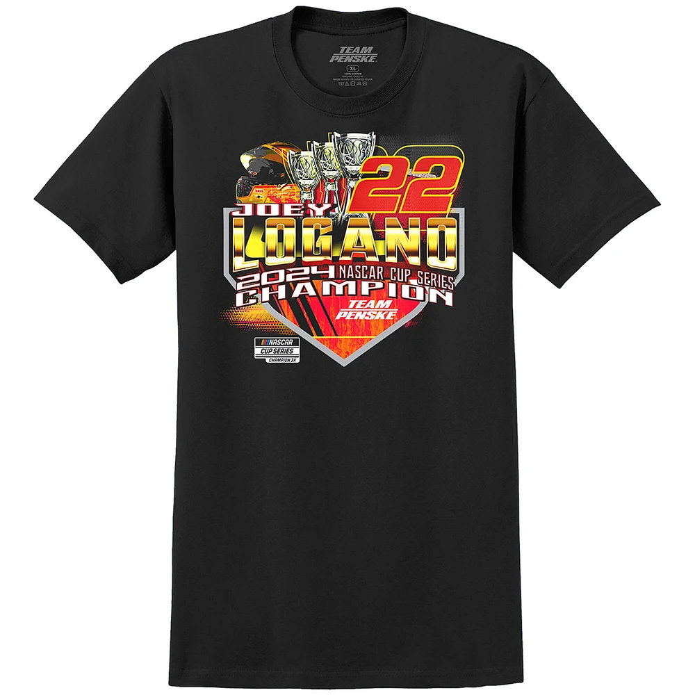 T-shirt noir pour homme de l'équipe Penske Joey Logano, champion la NASCAR Cup Series 2024