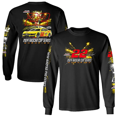 T-shirt à manches longues noir pour homme Team Penske Joey Logano, champion de la NASCAR Cup Series 2024