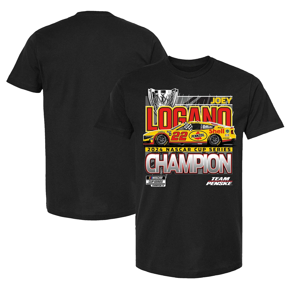 Men's Team Penske Black Joey Logano 2024 NASCAR Cup Series Champion Official T-Shirt