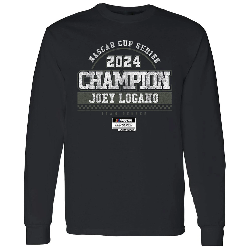 Men's Team Penske Black Joey Logano 2024 NASCAR Cup Series Champion Pit Road Long Sleeve T-Shirt