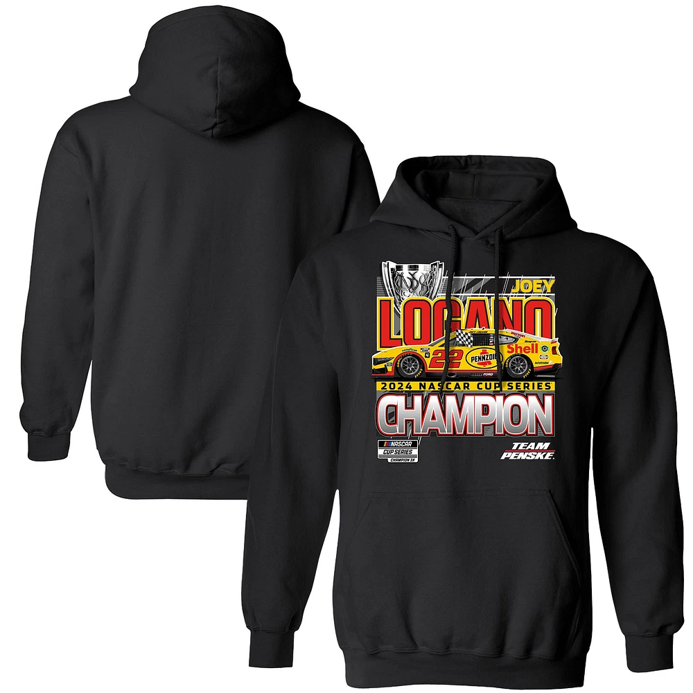 Sweat à capuche noir pour homme Team Penske Joey Logano 2024 NASCAR Cup Series Champion