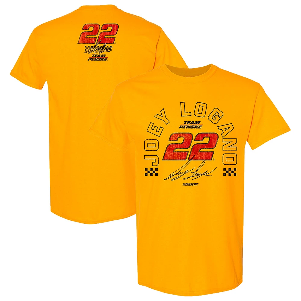 T-shirt de style vie pour homme l'équipe Penske Gold Joey Logano