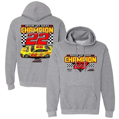 Sweat à capuche gris pour homme Team Penske Joey Logano 2024 NASCAR Cup Series Champion