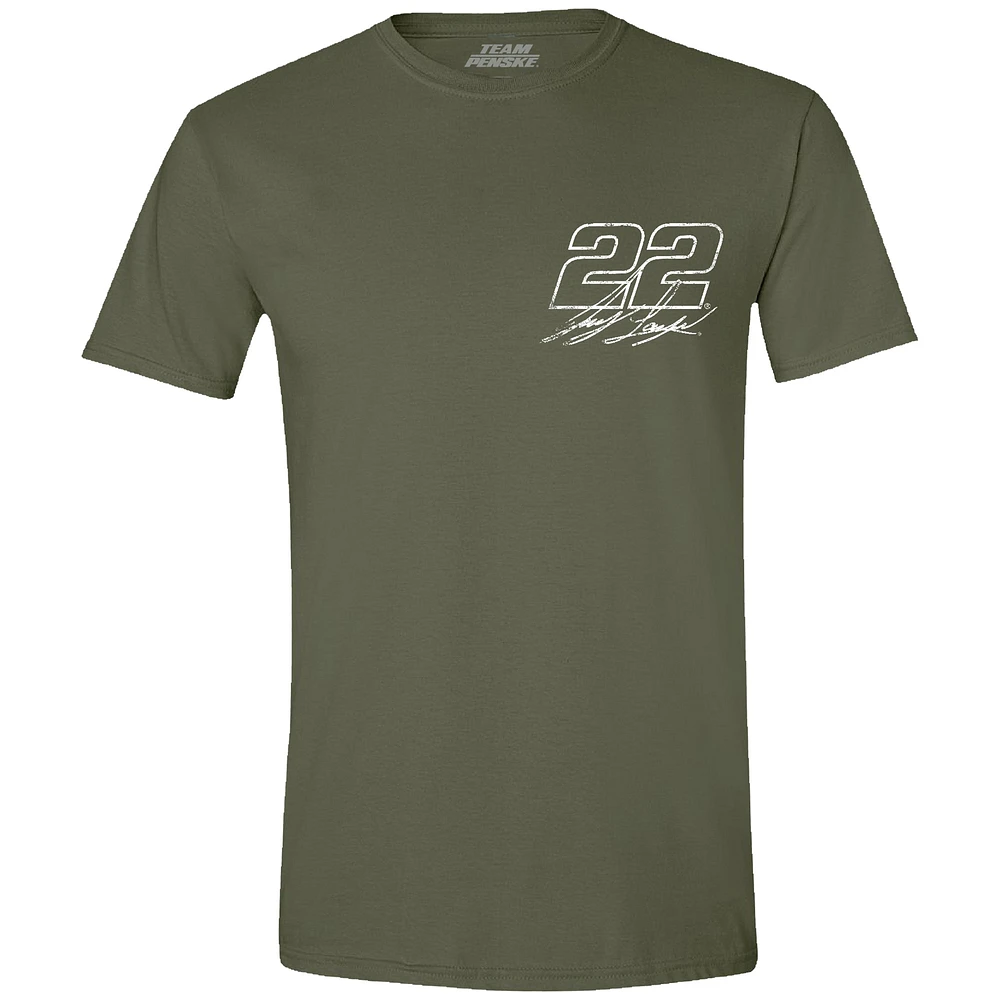 Men's Team Penske Green Joey Logano Flag T-Shirt