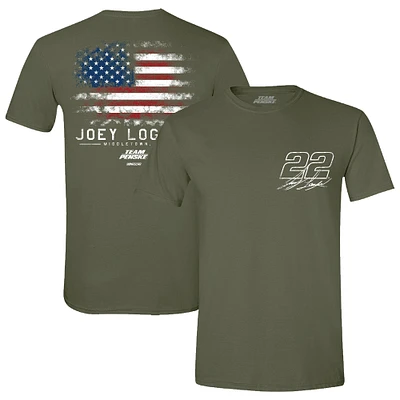 Men's Team Penske Green Joey Logano Flag T-Shirt
