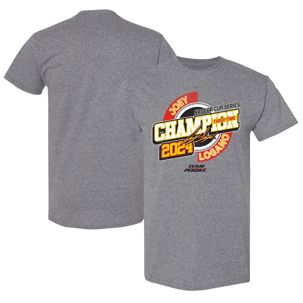 T-shirt de vitesse pour homme Team Penske Heather Charcoal Joey Logano, triple champion la NASCAR Cup Series