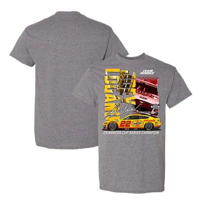 Joey Logano Team Penske 2022 NASCAR Cup Series Champion Shell Pennzoil Car One Spot T-Shirt - Heather Gray