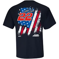 T-shirt à drapeau ton sur exclusif Team Penske Navy Joey Logano pour homme