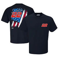 T-shirt à drapeau ton sur exclusif Team Penske Navy Joey Logano pour homme