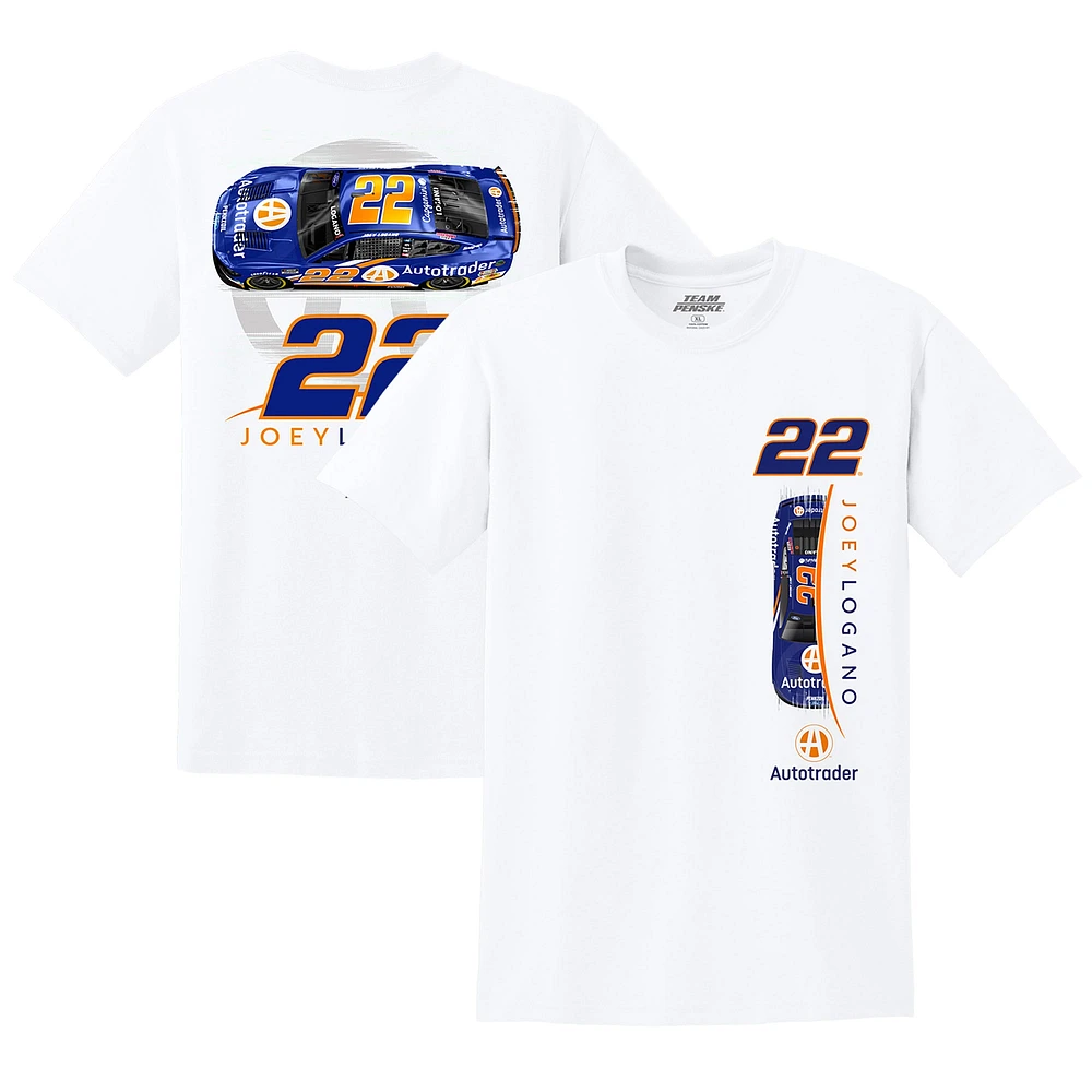 Men's Team Penske  White Joey Logano Autotrader Car T-Shirt