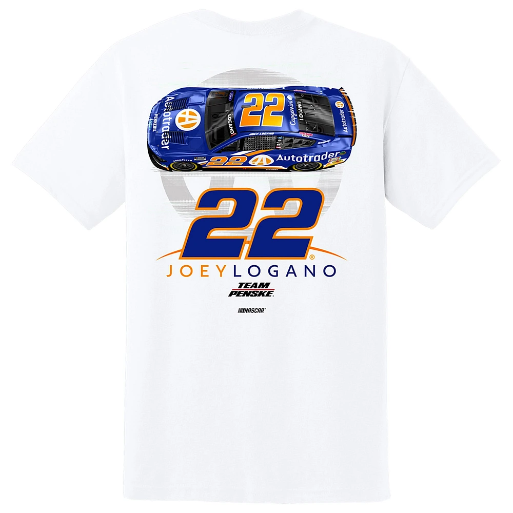 Men's Team Penske  White Joey Logano Autotrader Car T-Shirt