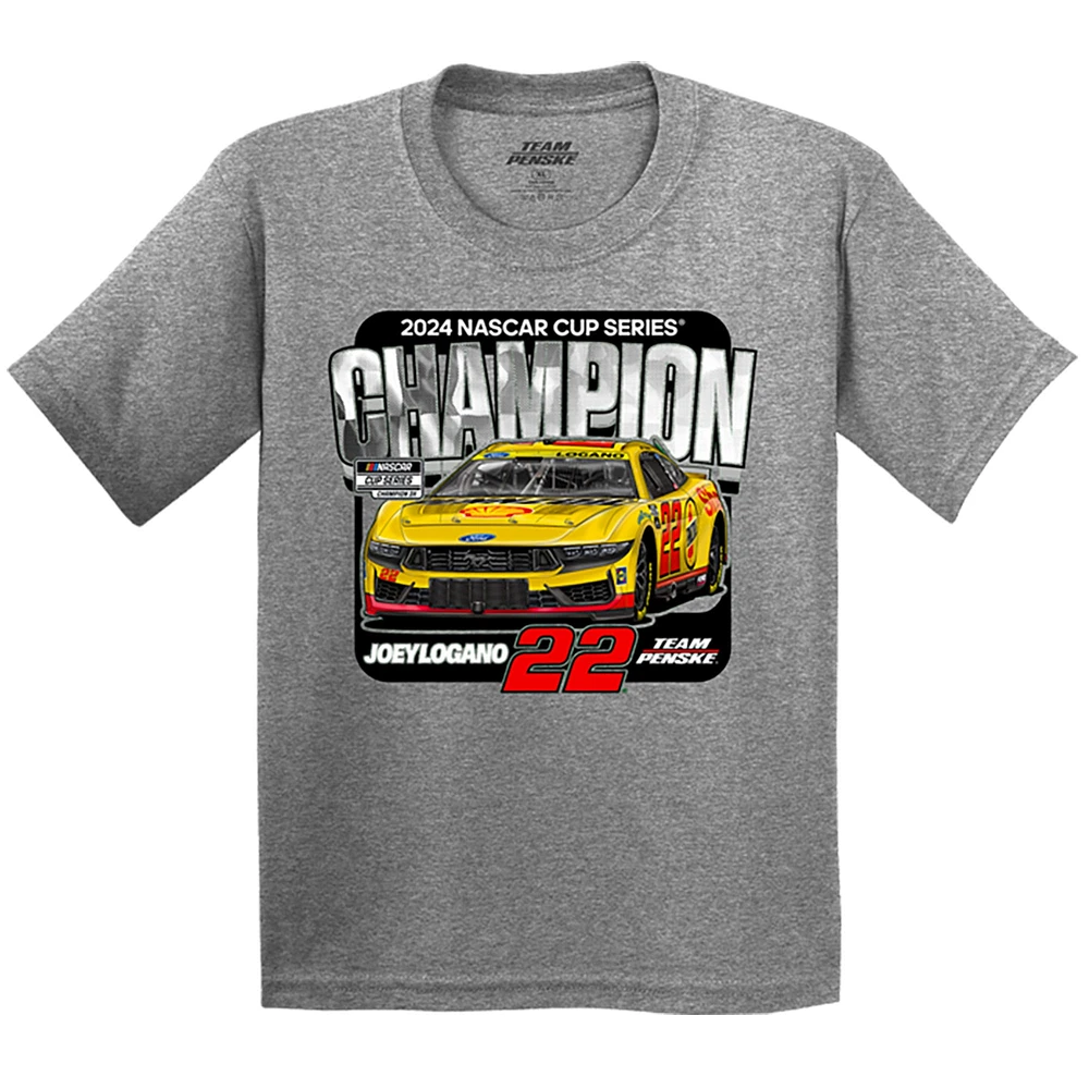 T-shirt gris pour tout-petits de l'équipe Penske Joey Logano, champion la NASCAR Cup Series 2024