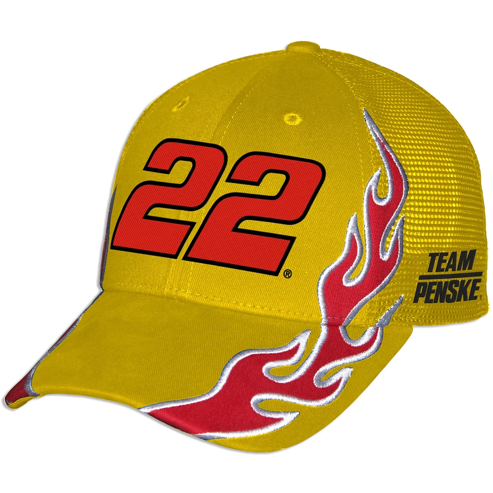 Unisex Checkered Flag Sports Yellow Joey Logano Shell Pennzoil Flame Trucker Adjustable Hat