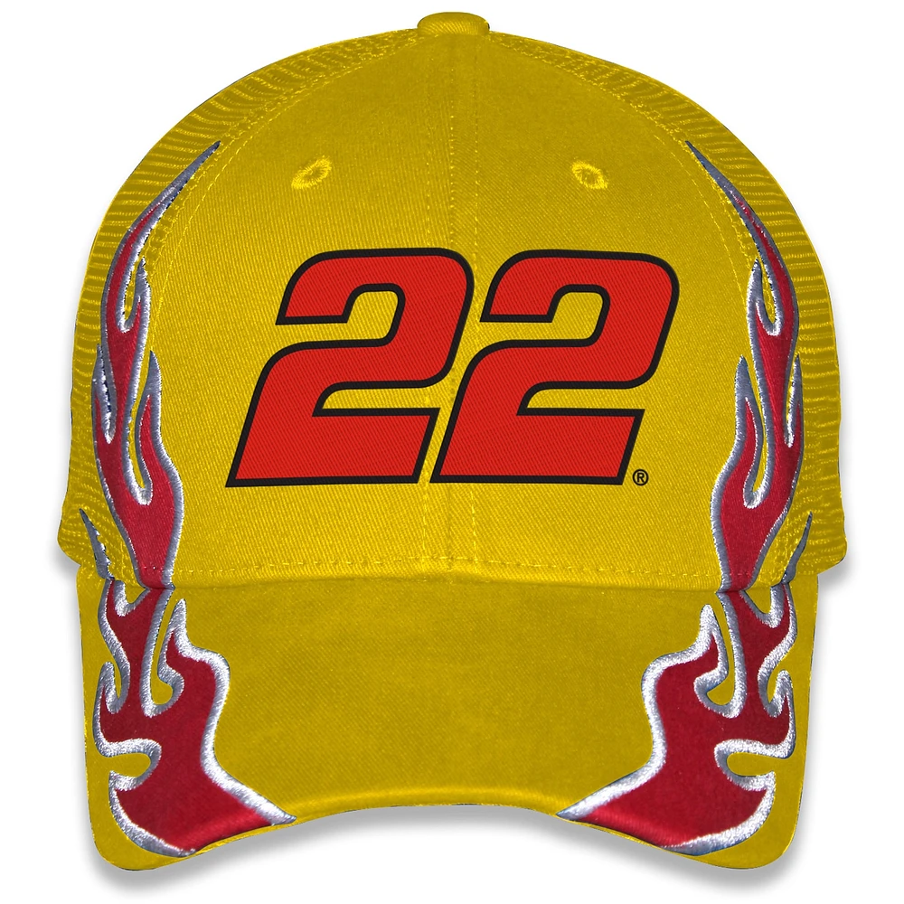 Unisex Checkered Flag Sports Yellow Joey Logano Shell Pennzoil Flame Trucker Adjustable Hat