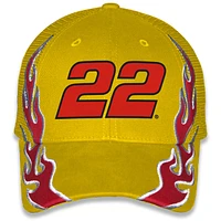 Unisex Checkered Flag Sports Yellow Joey Logano Shell Pennzoil Flame Trucker Adjustable Hat