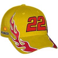 Unisex Checkered Flag Sports Yellow Joey Logano Shell Pennzoil Flame Trucker Adjustable Hat