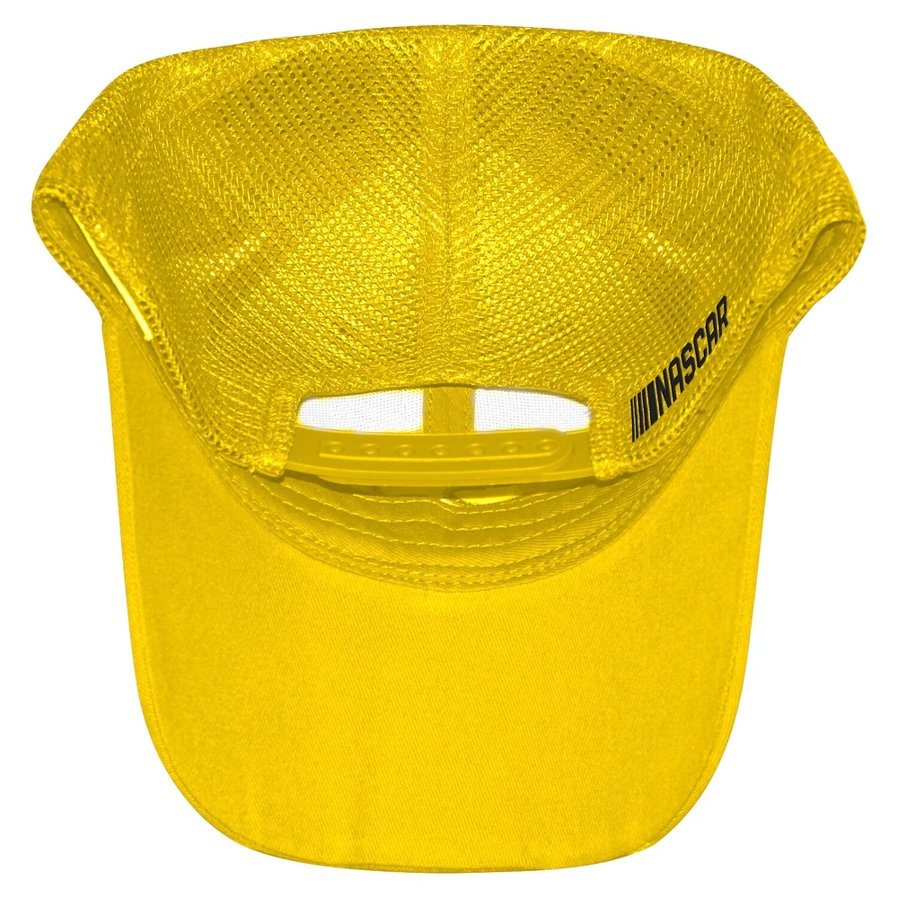 Unisex Checkered Flag Sports Yellow Joey Logano Shell Pennzoil Flame Trucker Adjustable Hat