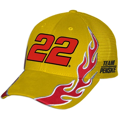 Unisex Checkered Flag Sports Yellow Joey Logano Shell Pennzoil Flame Trucker Adjustable Hat