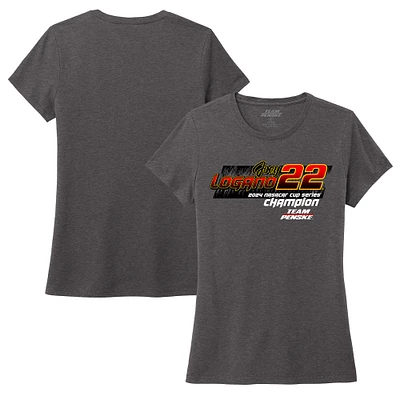 Women's Charcoal Joey Logano 2024 NASCAR Cup Series Champion Scoop Neck T-Shirt