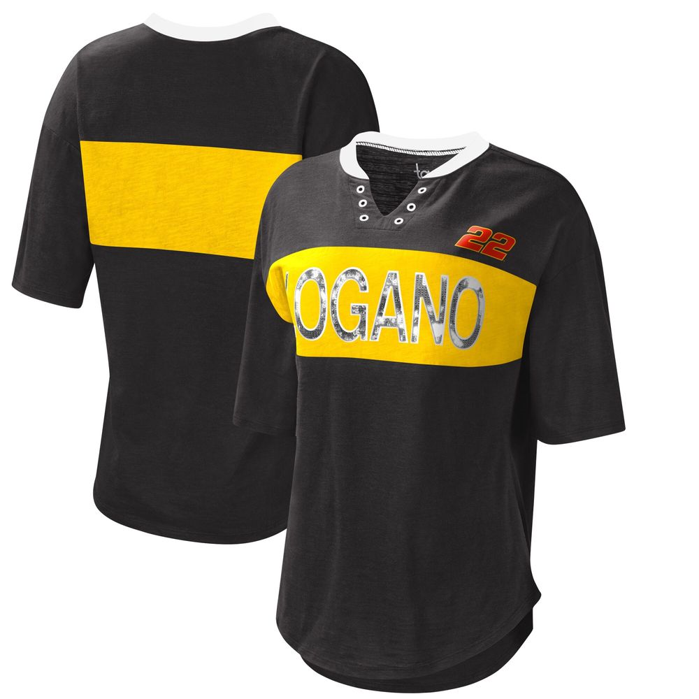 Women's Touch Black Joey Logano Lead Off Henley T-Shirt