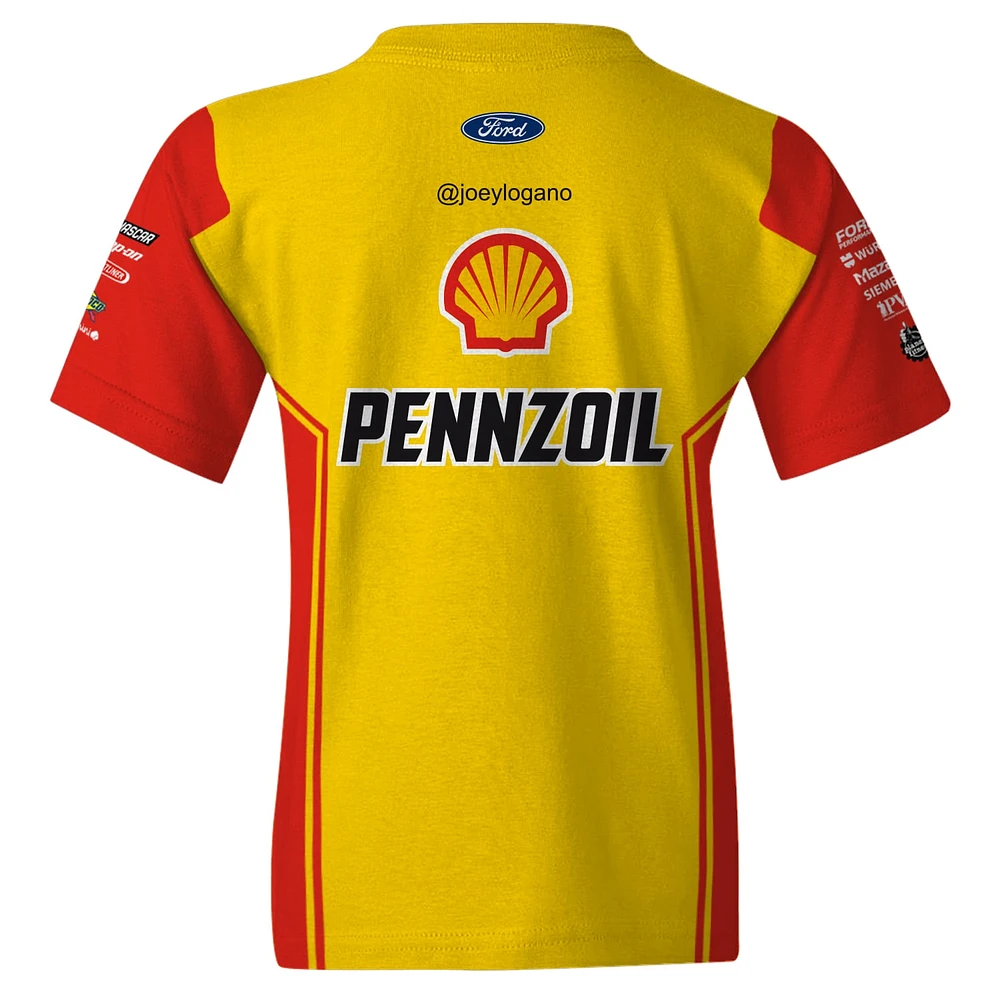 Youth Team Penske  Yellow Joey Logano Shell/Pennzoil Uniform T-Shirt