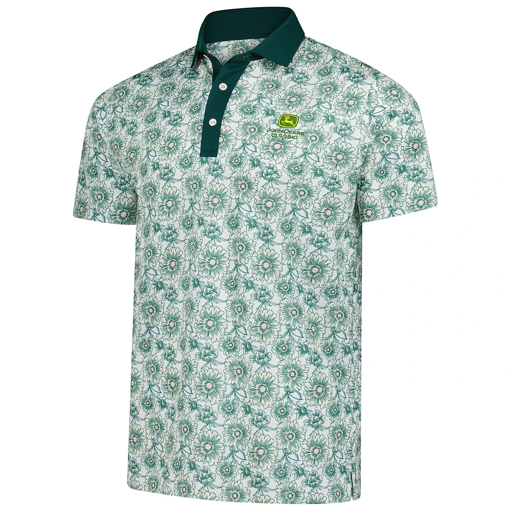 Men's Puma  White John Deere Classic Pique Flower Fields Polo