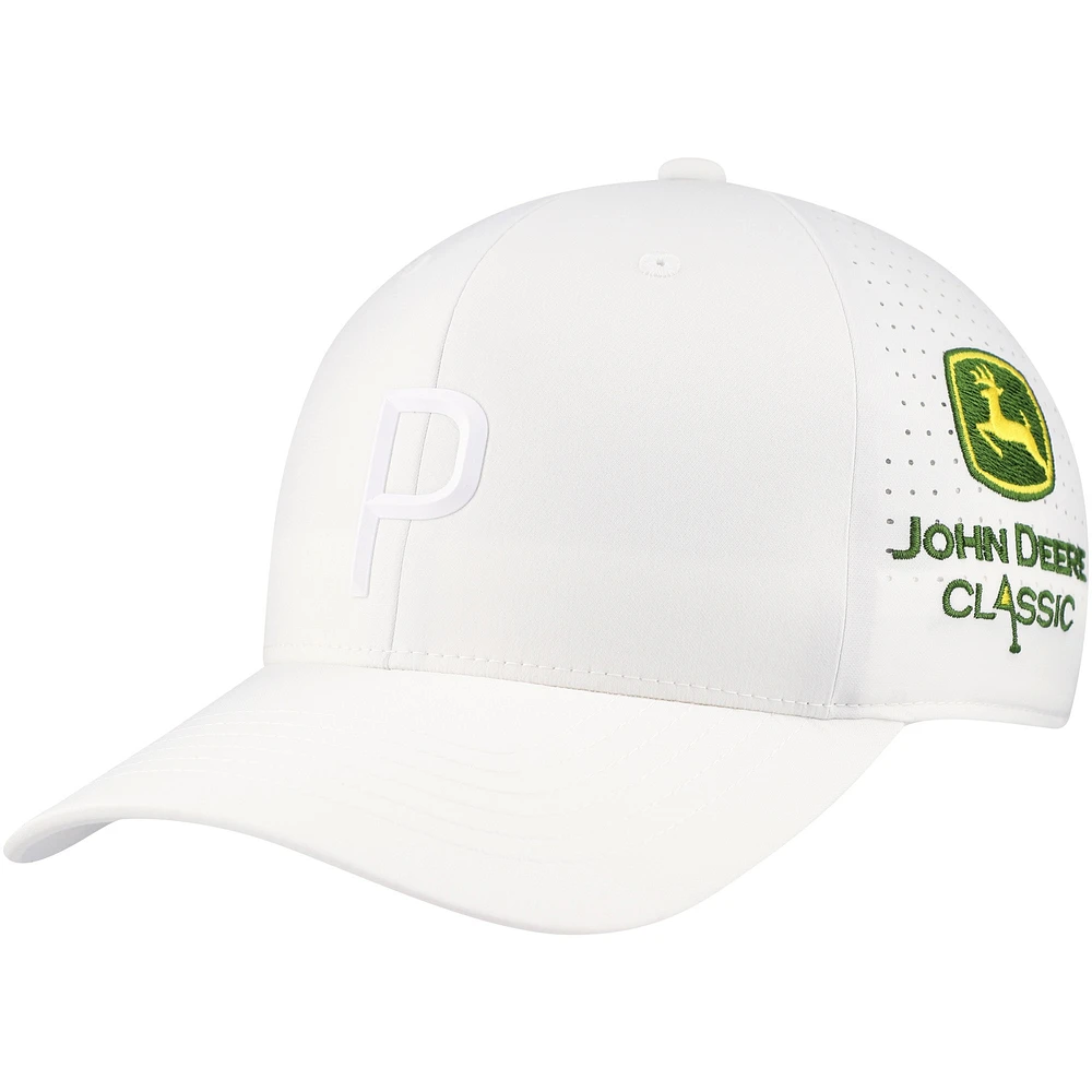 Casquette réglable Puma John Deere Classic Tech Flexfit blanche pour hommes