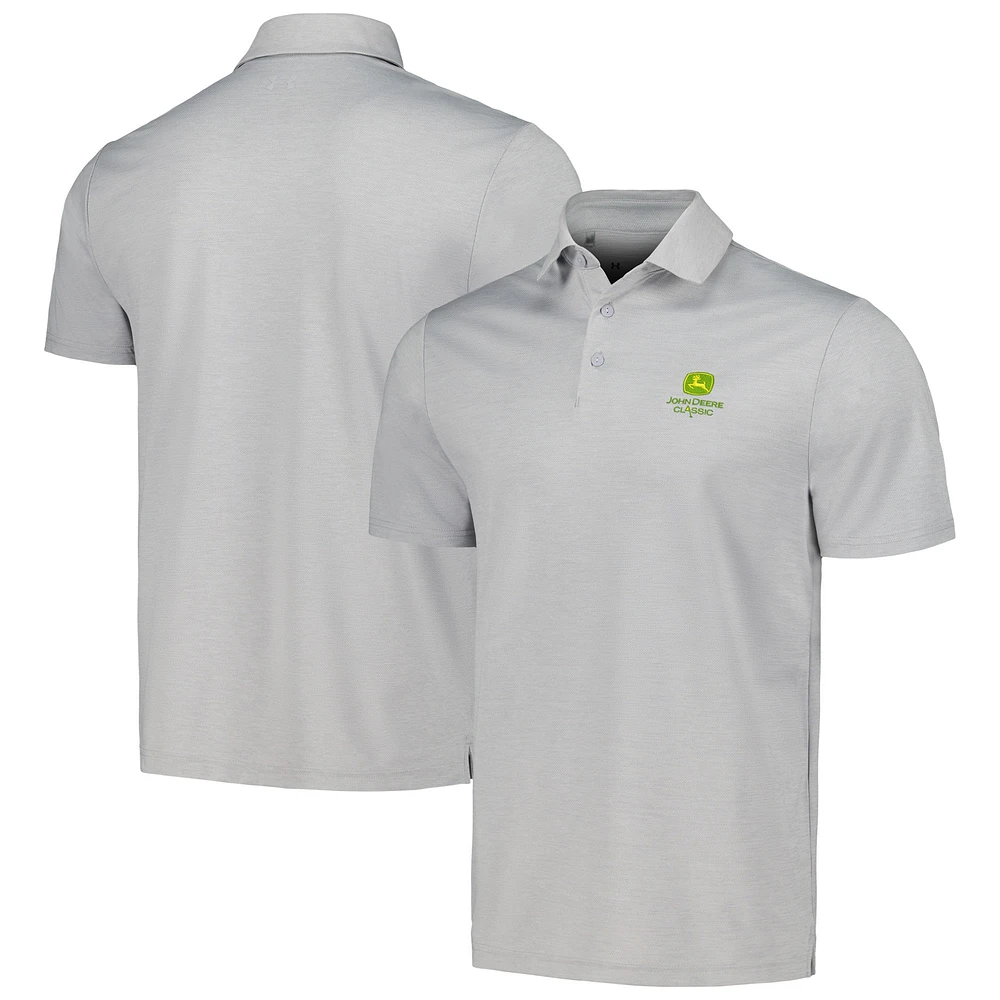 Polo chiné Under Armour John Deere Classic Playoff 3.0 gris pour homme