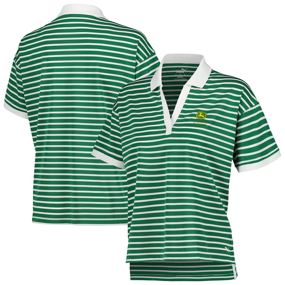 Polo DryCELL piqué vert John Deere Classic Everyday Stripe pour femme Puma