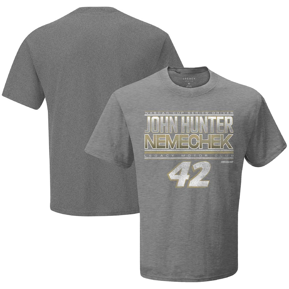 Men's Checkered Flag Sports Heather Charcoal John Hunter Nemechek Name & Number T-Shirt