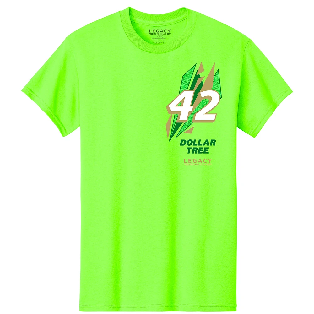 T-shirt pour homme LEGACY Motor Club Team Collection vert fluo John Hunter Nemechek Dollar Tree Car