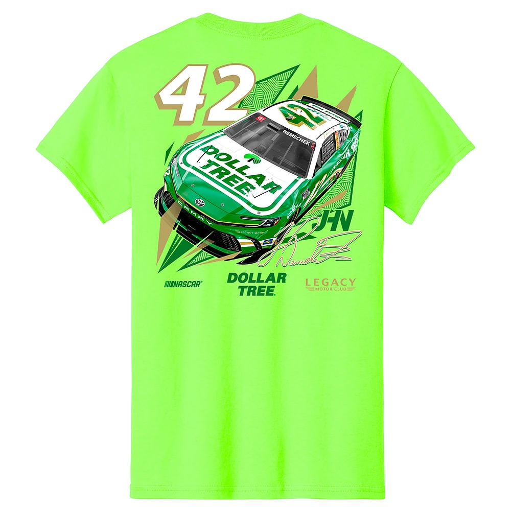 T-shirt pour homme LEGACY Motor Club Team Collection vert fluo John Hunter Nemechek Dollar Tree Car