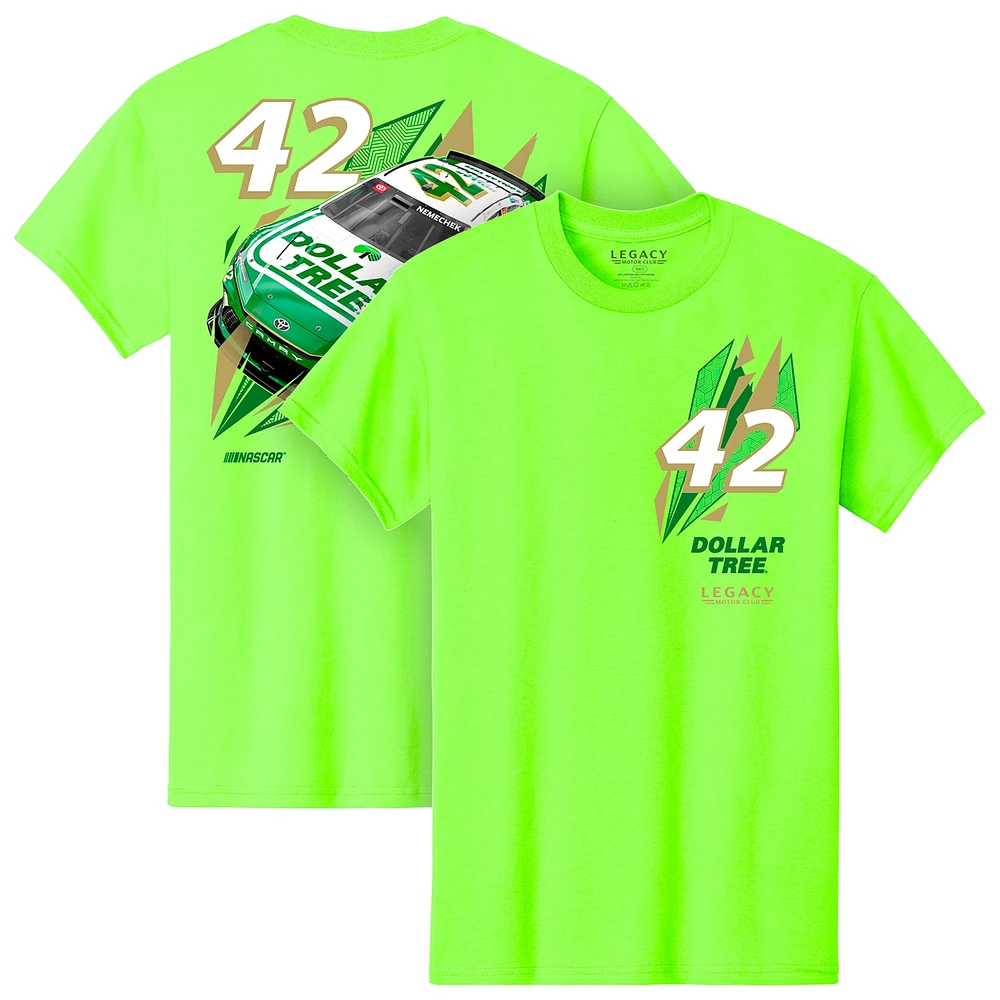 T-shirt pour homme LEGACY Motor Club Team Collection vert fluo John Hunter Nemechek Dollar Tree Car