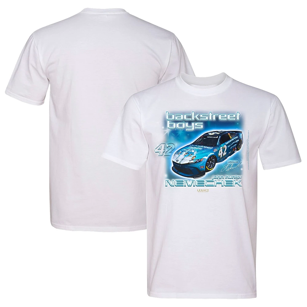 T-shirt tri-blend blanc pour homme, collection LEGACY Motor Club Team, John Hunter, Nemechek, Backstreet Boys, voiture