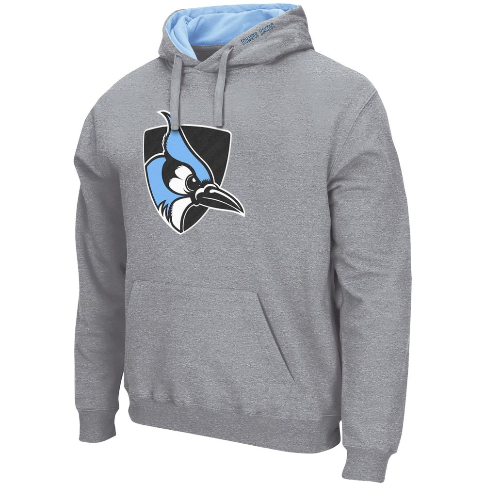 Men's Colosseum Heathered Gray Johns Hopkins Blue Jays Arch and Logo Pullover Hoodie