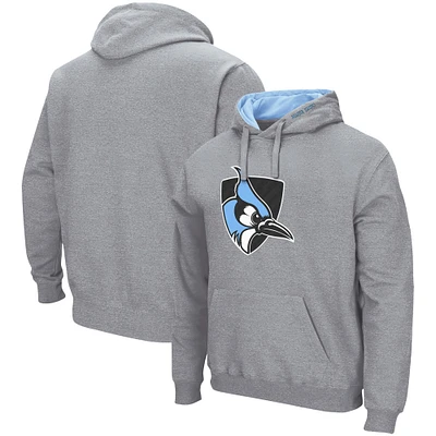 Men's Colosseum Heathered Gray Johns Hopkins Blue Jays Arch and Logo Pullover Hoodie