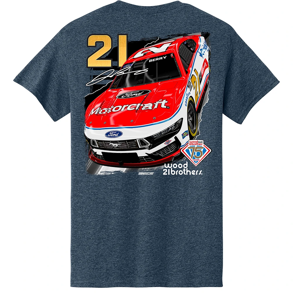 Men's E2 Apparel Heather Navy Josh Berry Motorcraft Car T-Shirt