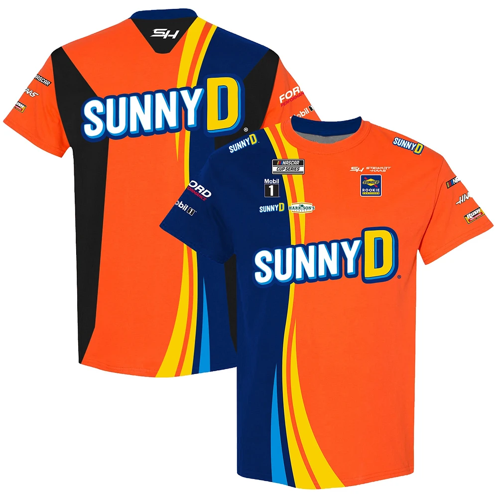 T-shirt uniforme Josh Berry SunnyD de la collection Stewart-Haas Racing Team pour hommes, orange/bleu