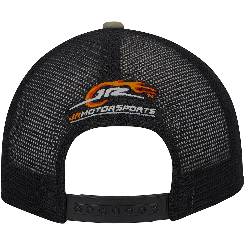 JR Motorsports Official Team Apparel Casquette Snapback avec drapeau ton sur ton olive/noir pour homme